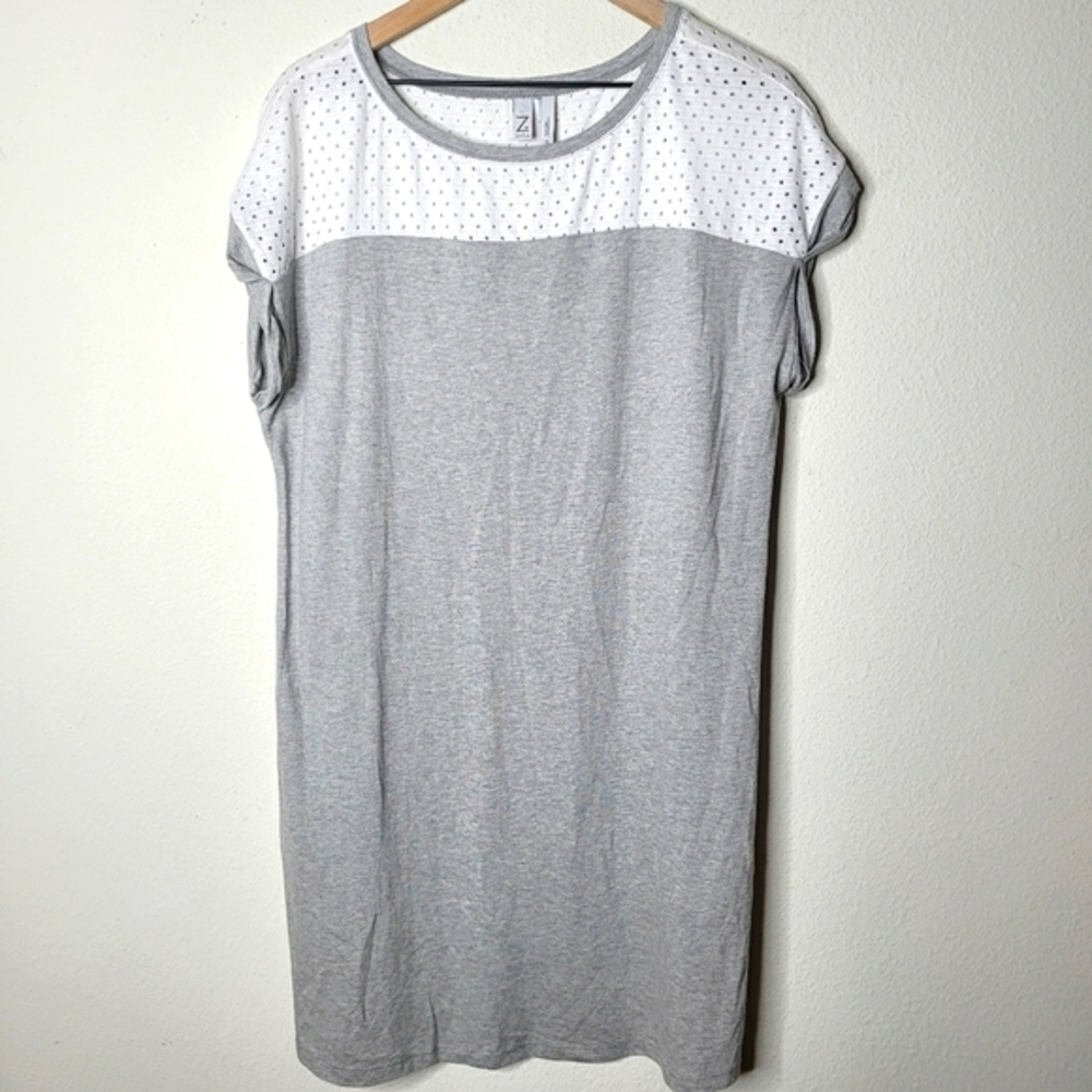 Z by Zella Tunic Top Gray and White Medium